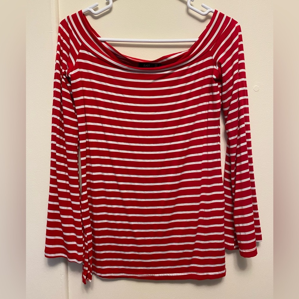 Wide Sleeved Striped Top
